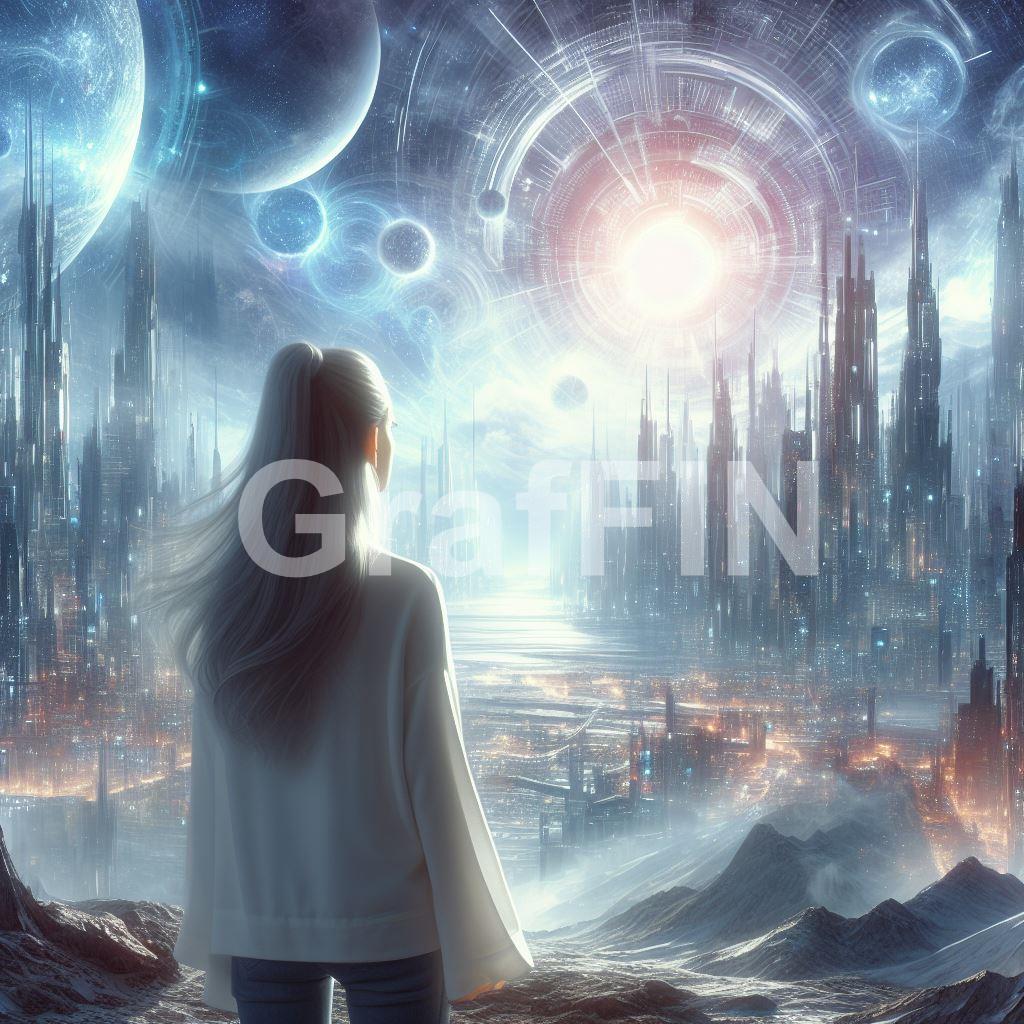Young people face to face to futuristic mystical city  | Młodzi ludzie twarzą w twarz z futurystycznym, mistycznym miastem
