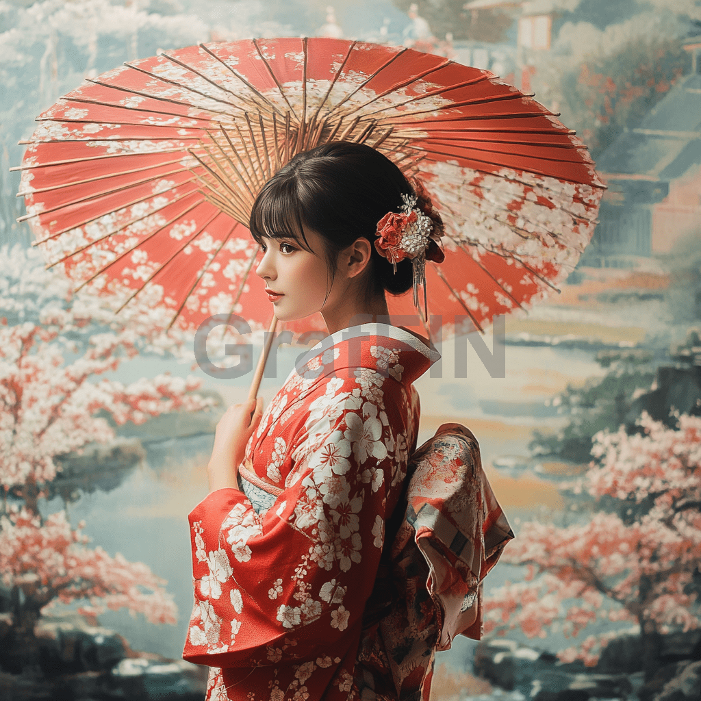 "Enhance your collection with beautiful illustrations of Japanese girls dressed in traditional kimonos. Our images offer a vibrant and authentic depiction of Japanese culture, showcasing the elegance and detail of kimono fashion in a captivating and artistic manner."