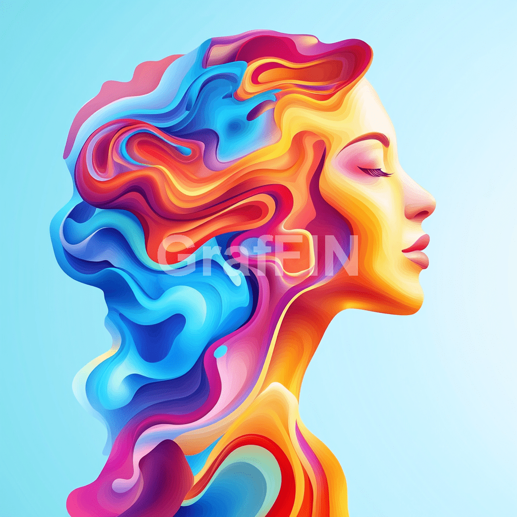 An abstract illustration that explores the relationship between geometric shapes and human thought. Complex patterns and lines interweave, symbolizing the structured yet fluid nature of the creative process, where logic and imagination meet.
